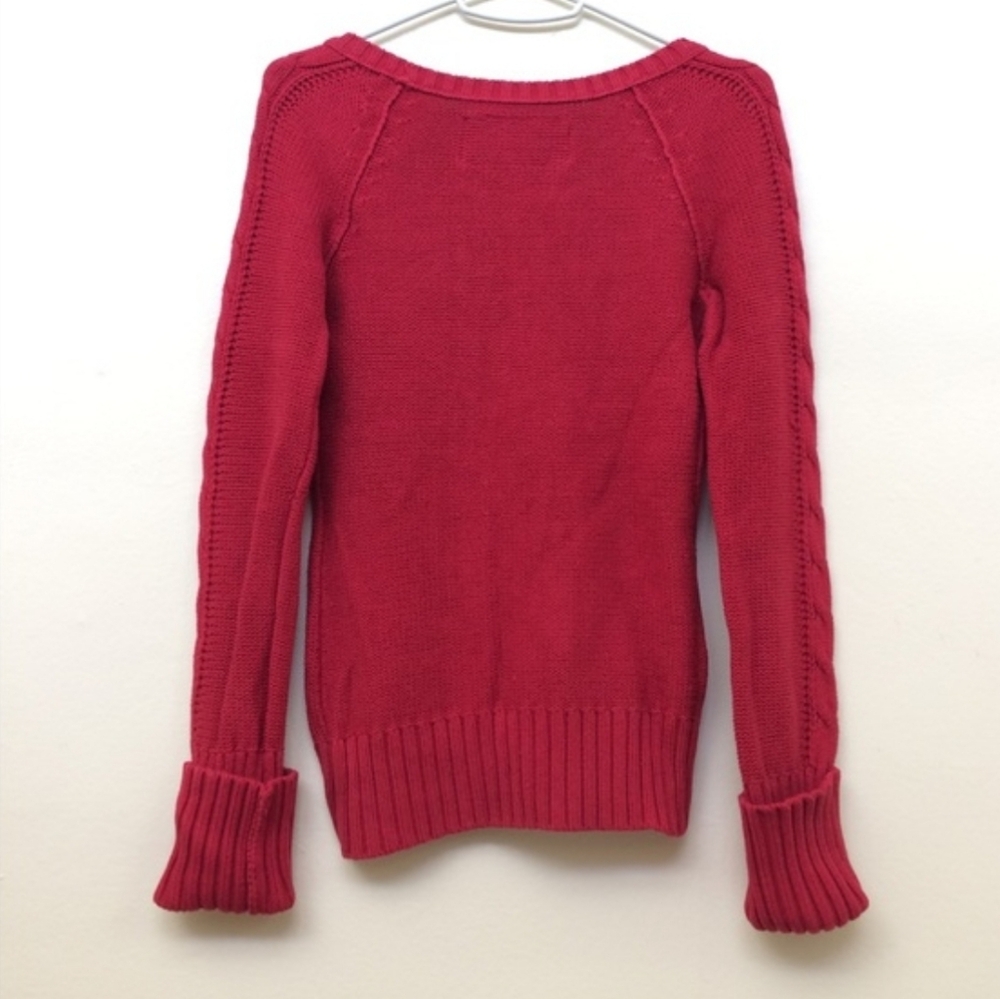 Women's Red Cable Knit Sweater Y2K - Picture 4 of 4